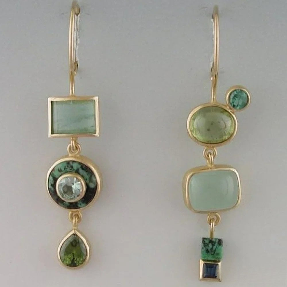 Pendientes colgantes verdes retro