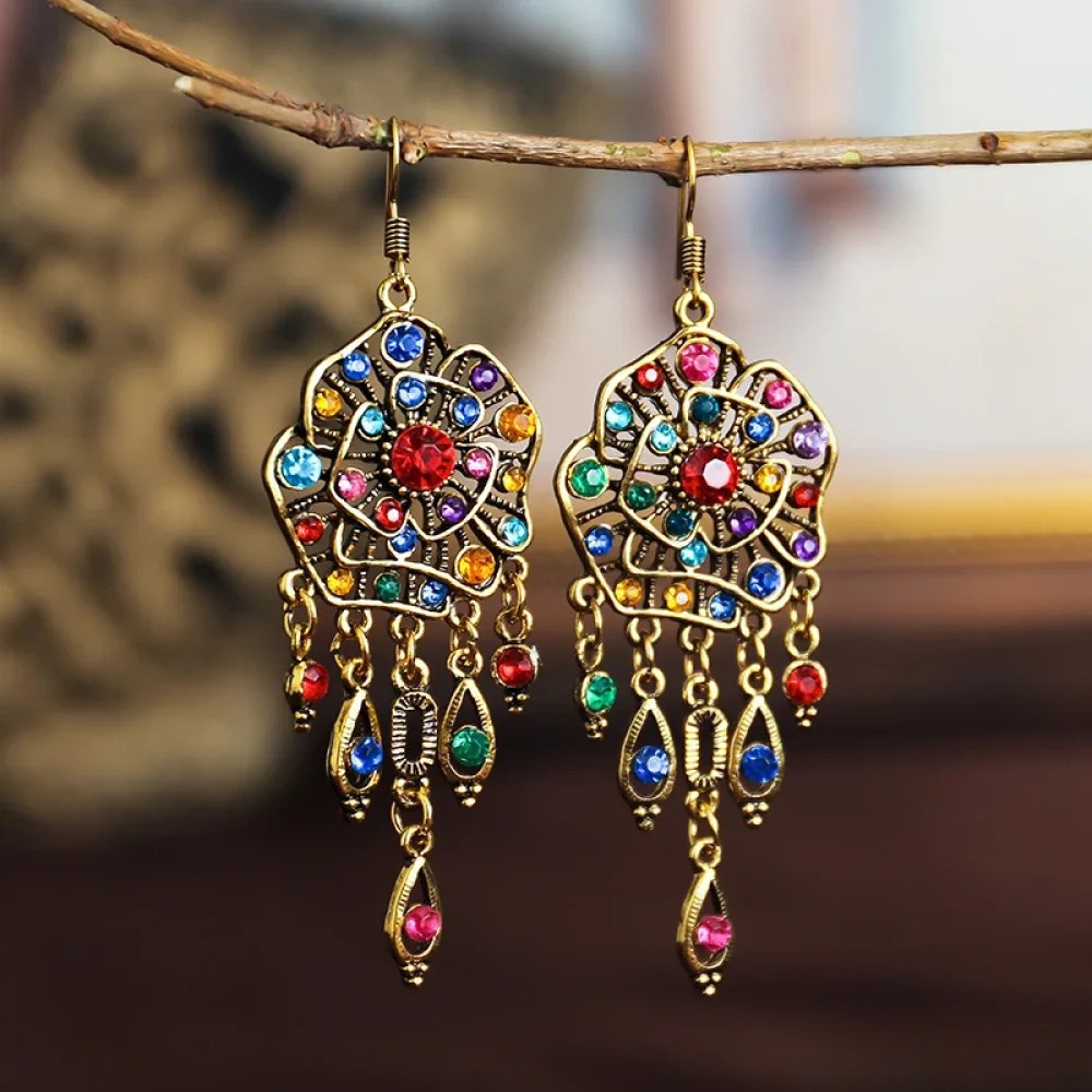 Pendientes de mandala coloridos retro