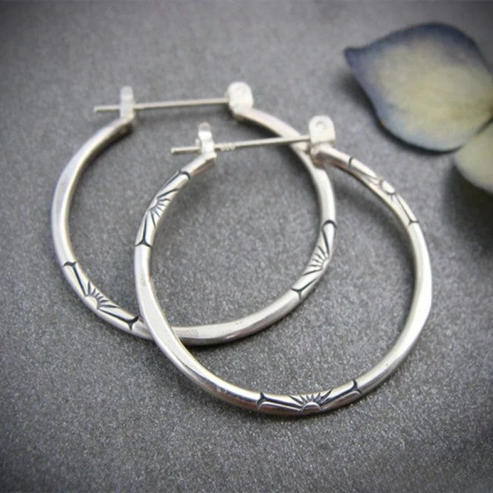 Pendientes de aro de plata retro