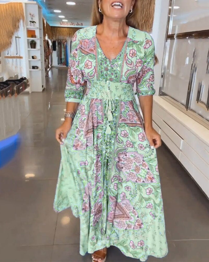 Alicia | Vestido con cuello en V y siete mangas