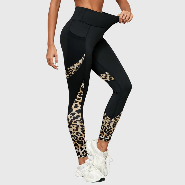 Pantalones de entrenamiento de cintura alta con estampado de leopardo