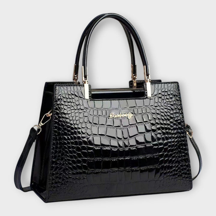 Olivia - Bolso de mano con estampado de cocodrilo brillante