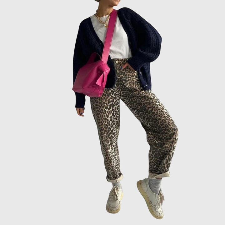 Chandra - Vaqueros vintage con estampado de leopardo