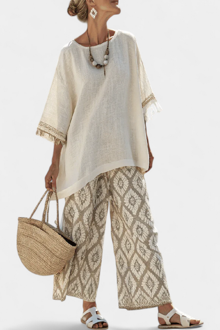 Alverra | Conjunto sofisticado de top y pantalón informal