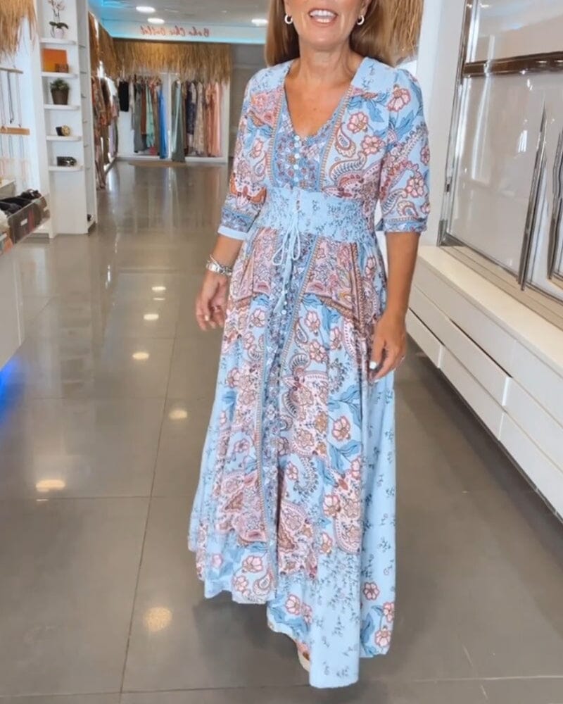 Alicia | Vestido con cuello en V y siete mangas