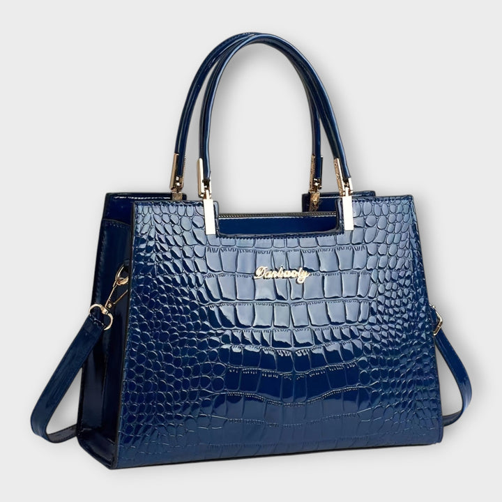 Olivia - Bolso de mano con estampado de cocodrilo brillante