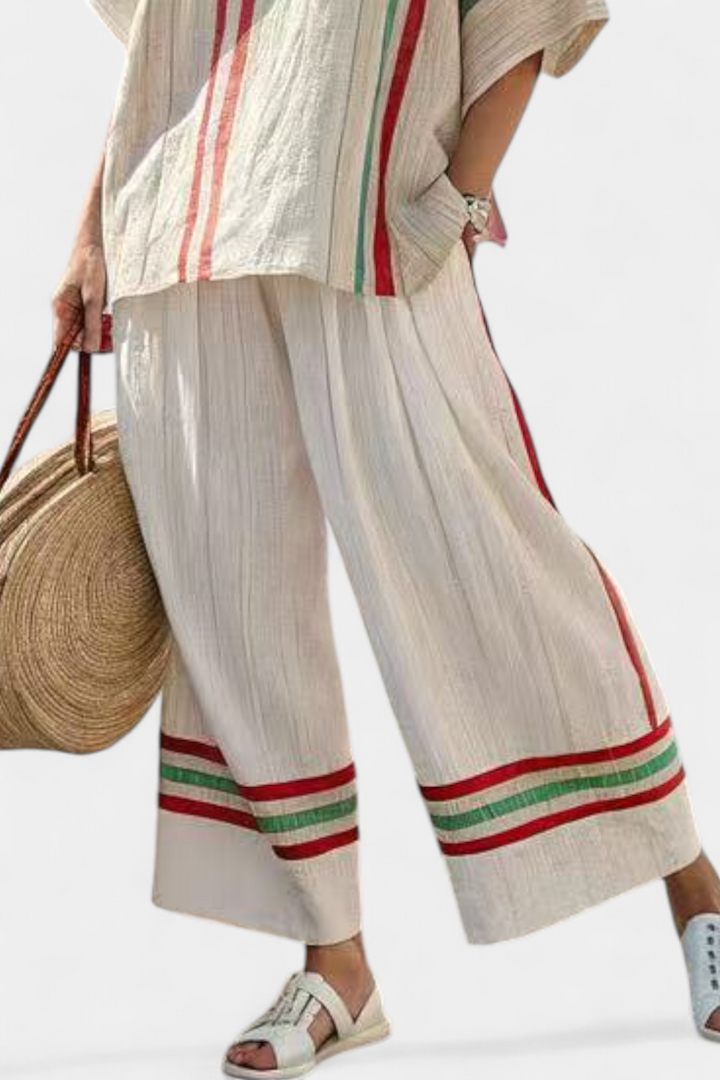 Truvane | Blusa con estampado bohemio y pantalones holgados