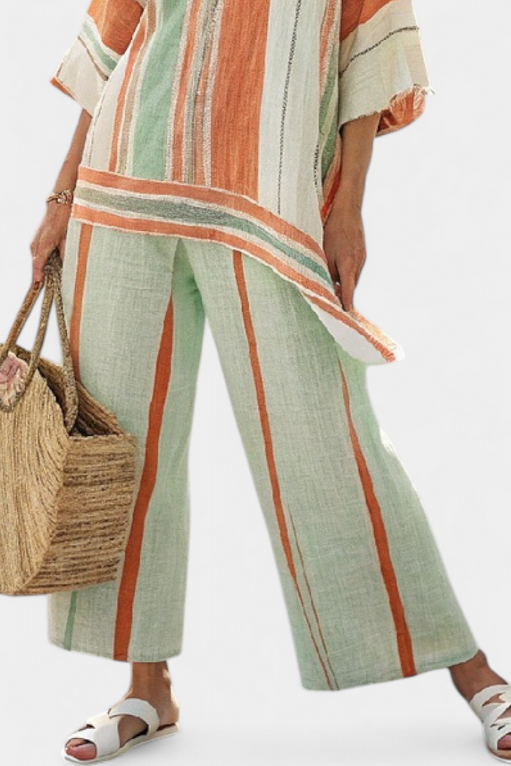 Bellmere | Elegante top asimétrico y pantalones anchos