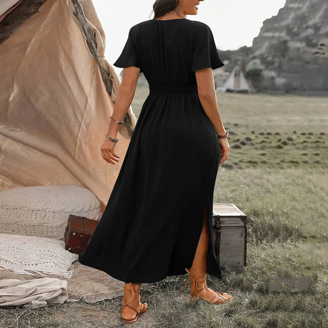 ALANA | Elegante vestido largo que cubre el abdomen