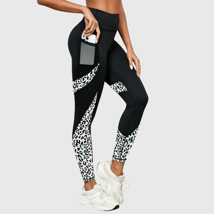 Pantalones de entrenamiento de cintura alta con estampado de leopardo