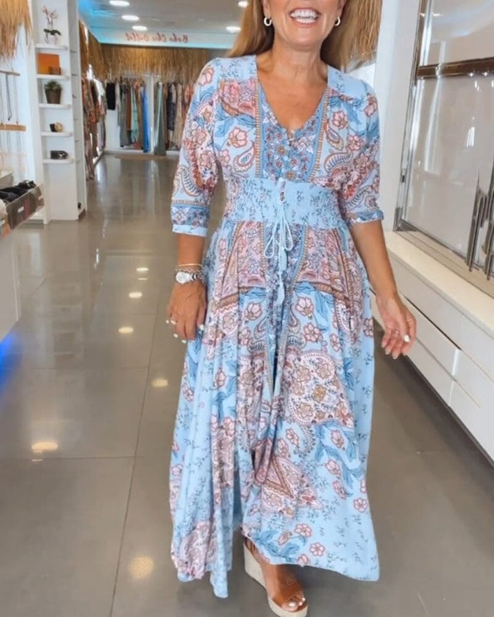 Alicia | Vestido con cuello en V y siete mangas