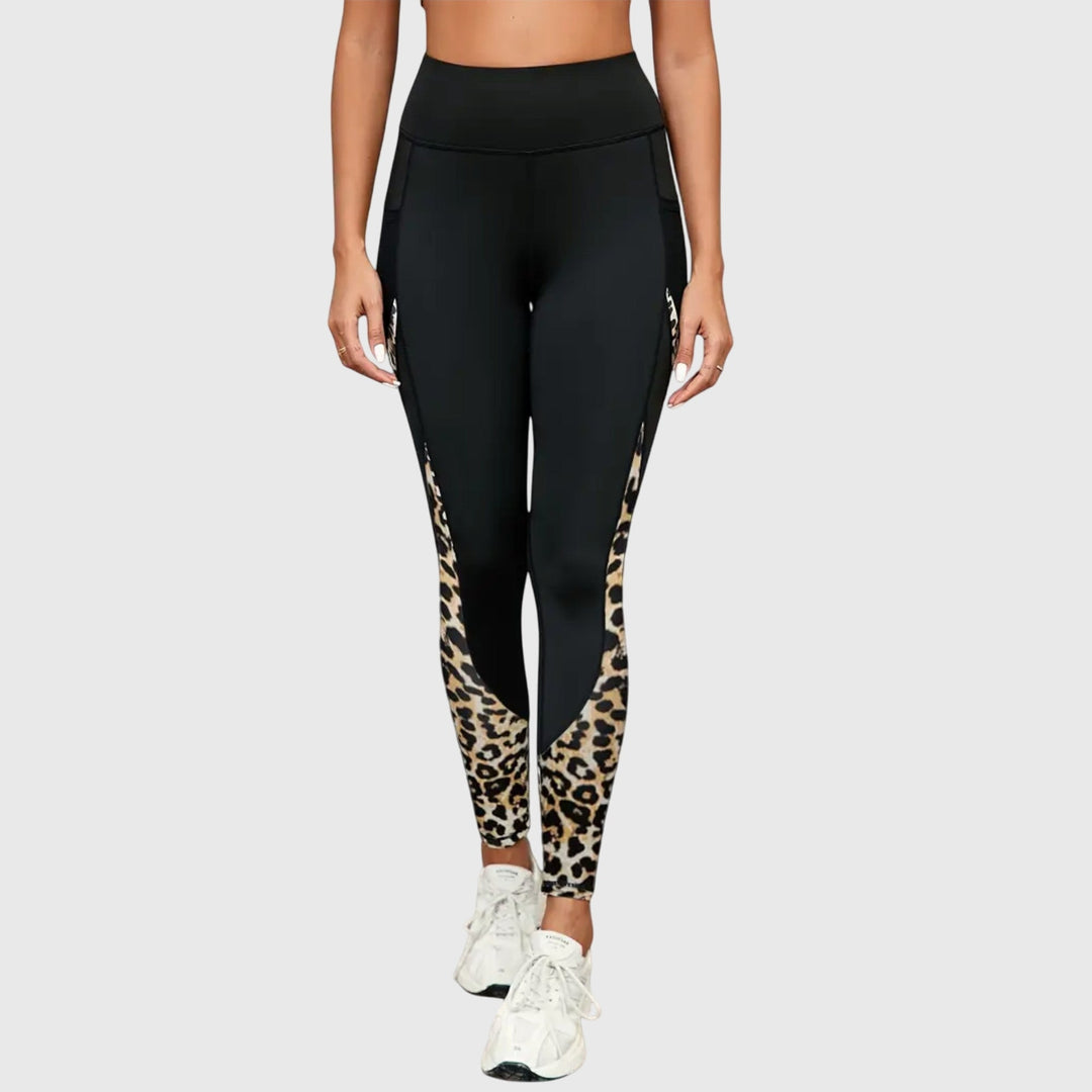 Pantalones de entrenamiento de cintura alta con estampado de leopardo