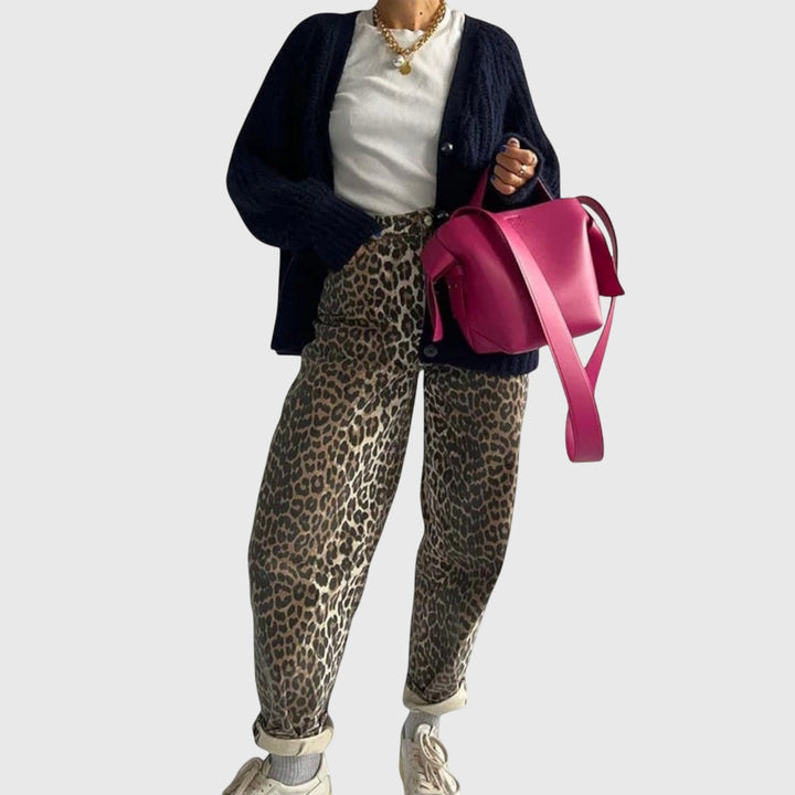 Chandra - Vaqueros vintage con estampado de leopardo