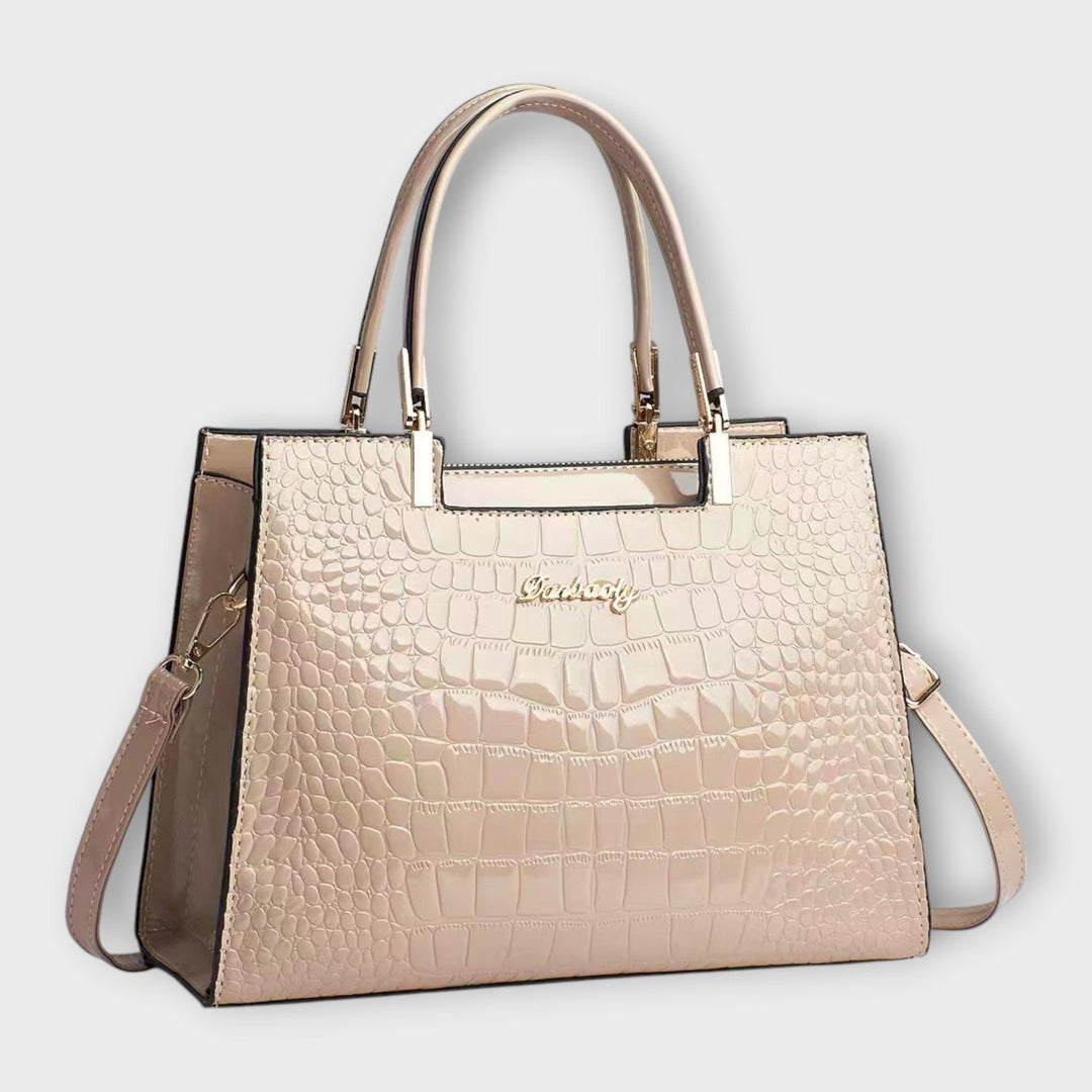 Olivia - Bolso de mano con estampado de cocodrilo brillante