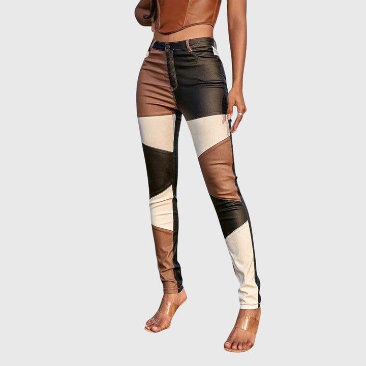 Calliope - Pantalones de tubo con estampado de bloques de color